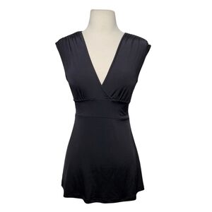 No Boundaries Juniors Black Stretch Blouses Relaxed Fit & Flare Bow Top Small